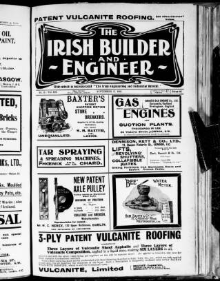 cover page of The Dublin Builder published on September 17, 1910