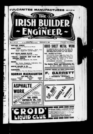 cover page of Dublin Builder published on February 2, 1918