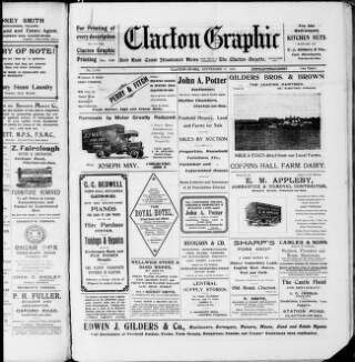 cover page of Clacton Graphic and East Coast Illustrated News published on September 17, 1921