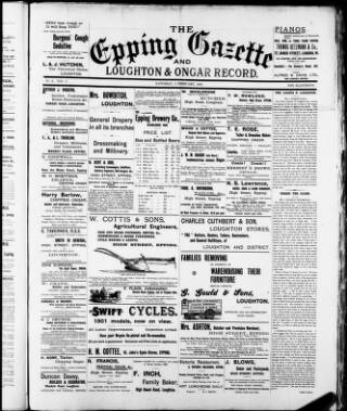 cover page of Epping and West Essex Gazette published on February 2, 1901