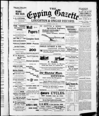 cover page of Epping and West Essex Gazette published on May 4, 1901