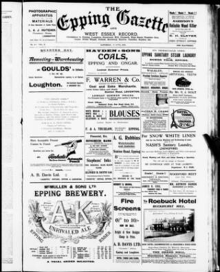 cover page of Epping and West Essex Gazette published on June 18, 1910
