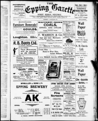 cover page of Epping and West Essex Gazette published on September 17, 1910