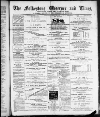 cover page of Folkestone Observer published on February 2, 1889