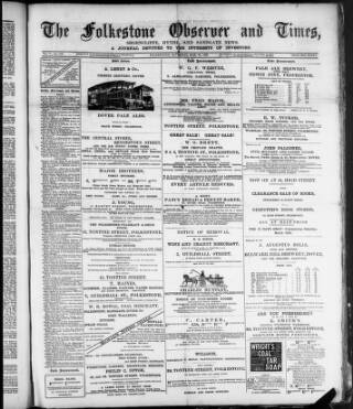 cover page of Folkestone Observer published on March 30, 1889
