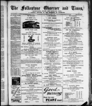 cover page of Folkestone Observer published on September 7, 1889
