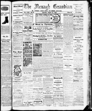 cover page of Nenagh Guardian published on August 31, 1918