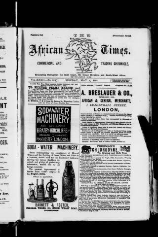 cover page of African Times published on May 4, 1891