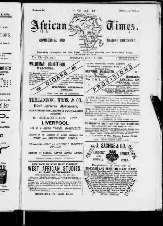 cover page of African Times published on June 5, 1899