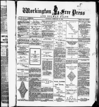 cover page of Workington Free Press and Solway Pilot published on February 2, 1884