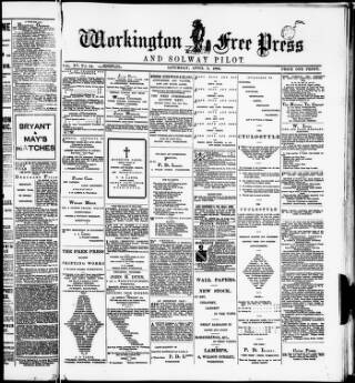 cover page of Workington Free Press and Solway Pilot published on April 5, 1884