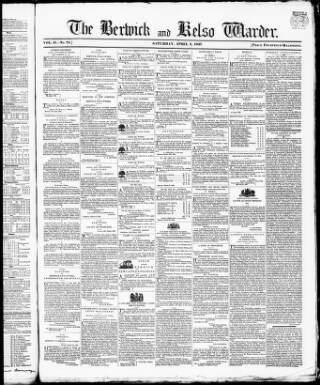 cover page of Berwick Warder published on April 8, 1837