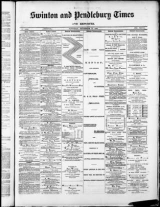 cover page of Swinton and Pendlebury Times published on September 21, 1889