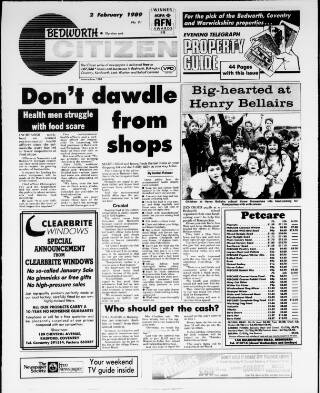 cover page of Bedworth Citizen published on February 2, 1989