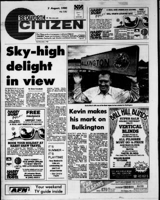 cover page of Bedworth Citizen published on August 2, 1990