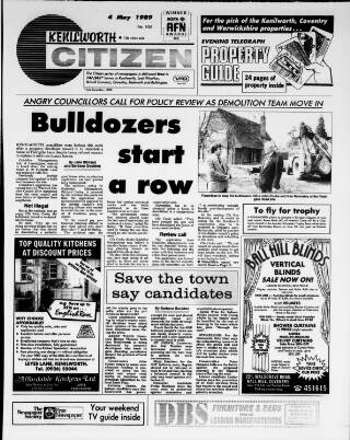 cover page of Kenilworth Citizen published on May 4, 1989
