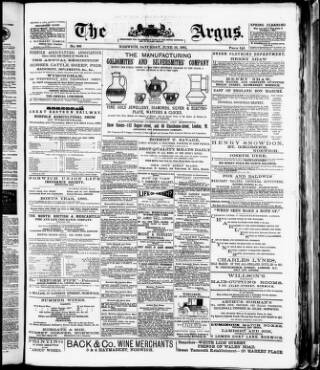 cover page of Norwich Argus published on June 18, 1881