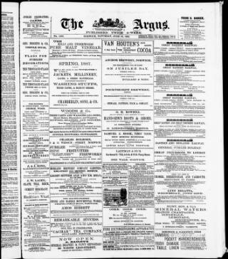 cover page of Norwich Argus published on June 18, 1887