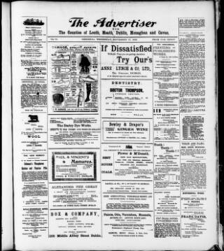 cover page of Drogheda Advertiser published on September 17, 1902