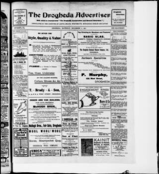 cover page of Drogheda Advertiser published on November 2, 1912