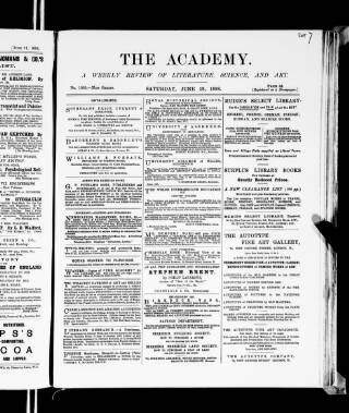 cover page of Academy published on June 18, 1898