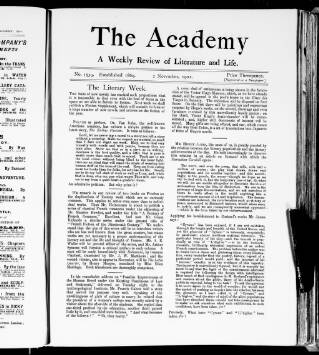 cover page of Academy published on November 2, 1901