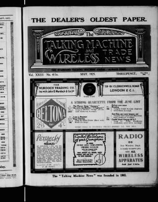 cover page of Talking Machine News published on May 1, 1925