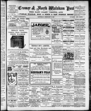 cover page of Cromer & North Norfolk Post published on February 2, 1907