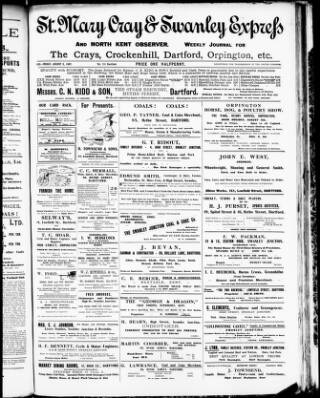 cover page of St. Mary Cray & Swanley Express published on August 2, 1907