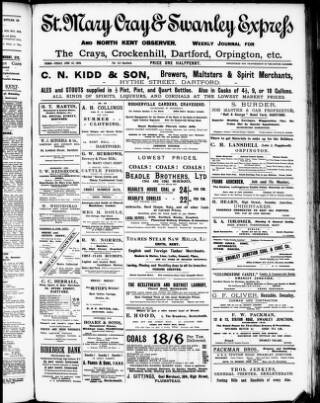 cover page of St. Mary Cray & Swanley Express published on June 18, 1909