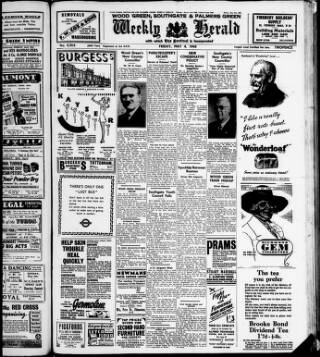 cover page of Wood Green and Southgate Weekly Herald published on May 4, 1945