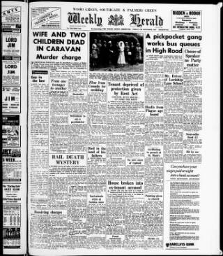 cover page of Wood Green and Southgate Weekly Herald published on September 17, 1965