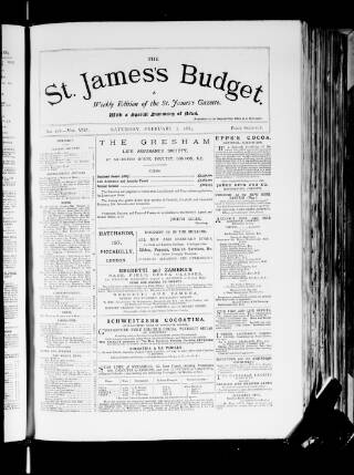 cover page of St. James's Budget published on February 2, 1884