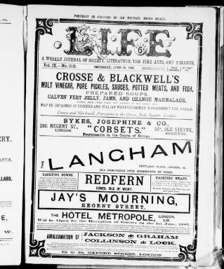 cover page of Life published on June 18, 1885