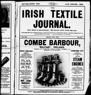 cover page of Irish Textile Journal published on March 15, 1904