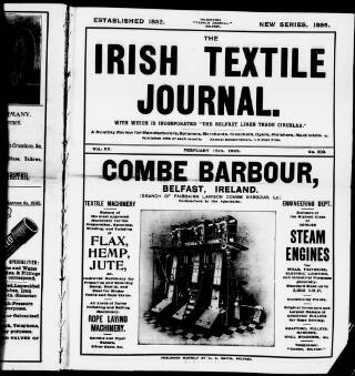 cover page of Irish Textile Journal published on February 15, 1905