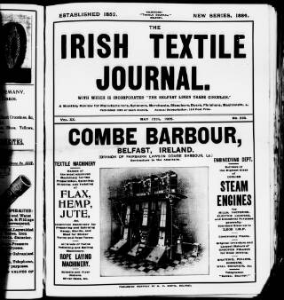 cover page of Irish Textile Journal published on May 15, 1905
