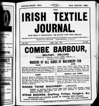 cover page of Irish Textile Journal published on June 15, 1907