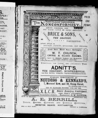 cover page of Northampton Nonconformist published on February 1, 1892