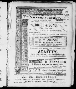 cover page of Northampton Nonconformist published on April 1, 1892