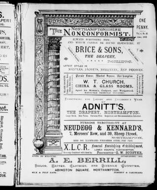 cover page of Northampton Nonconformist published on June 1, 1892