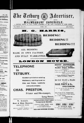cover page of Tetbury Advertiser published on June 1, 1907