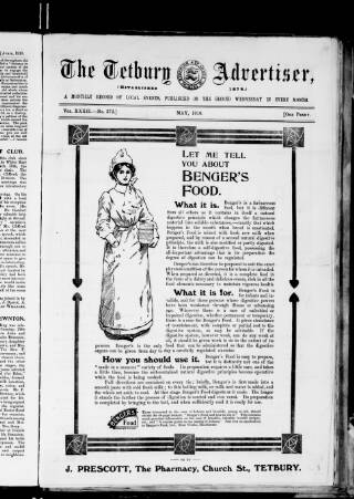 cover page of Tetbury Advertiser published on May 1, 1910