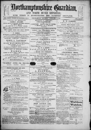 cover page of Northamptonshire Guardian published on February 2, 1878