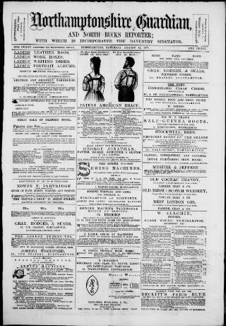 cover page of Northamptonshire Guardian published on August 24, 1878