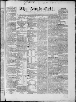cover page of Anglo-Celt published on February 2, 1849