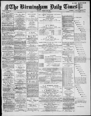 cover page of Birmingham Daily Times published on March 19, 1888