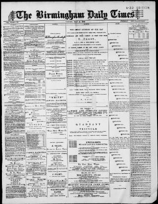 cover page of Birmingham Daily Times published on May 4, 1888