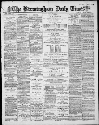 cover page of Birmingham Daily Times published on June 18, 1888