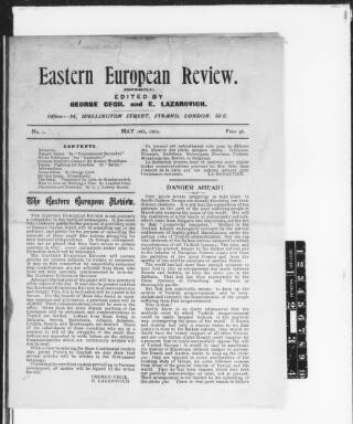 cover page of Eastern European Review published on May 10, 1902